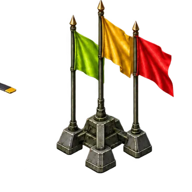 Three faction banners